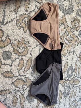 Hanes girls period Bikini Briefs in Grey, black, and tan size L, 12 never used